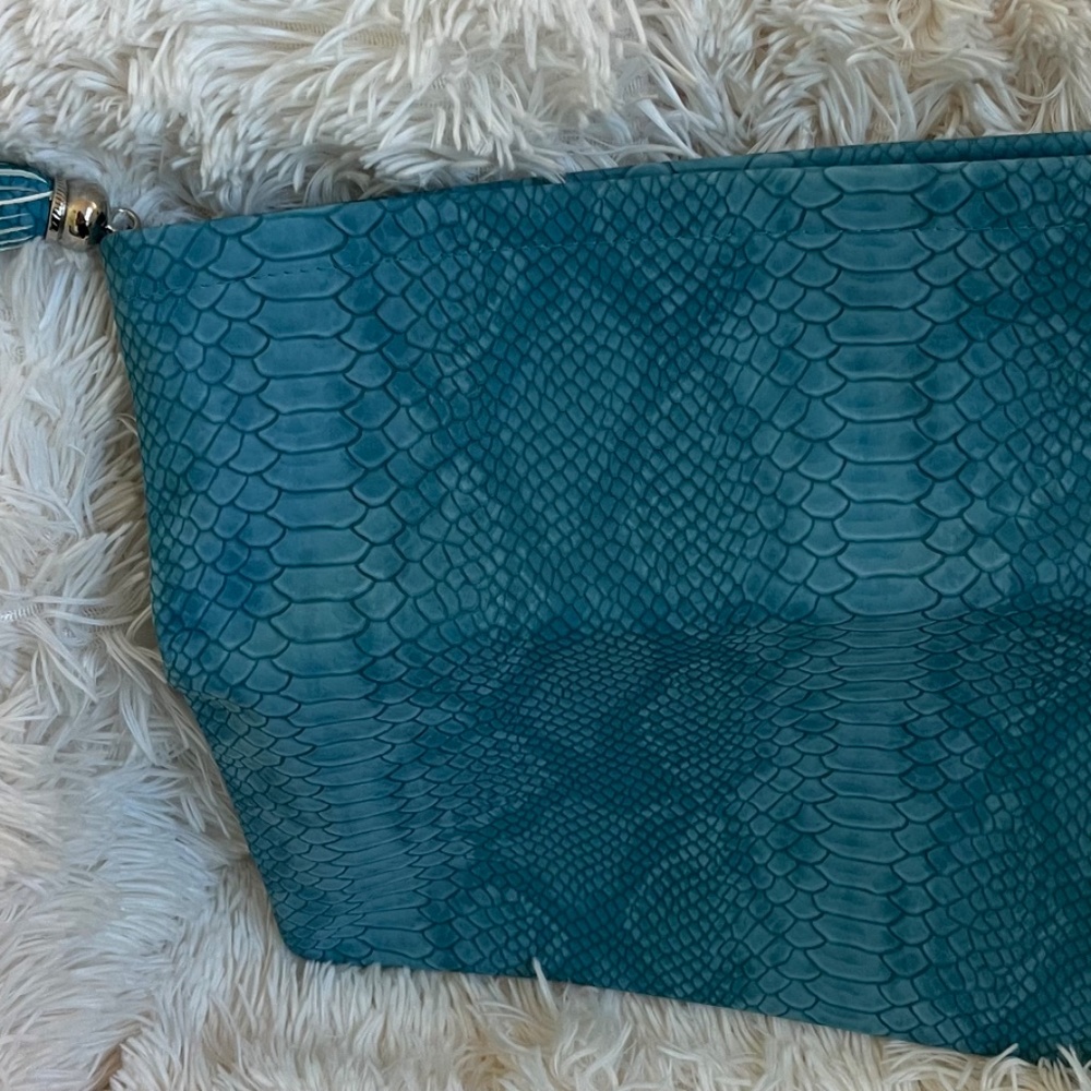 Aqua Vegan Suede Python Print Clutch By Bloomingd… - image 2
